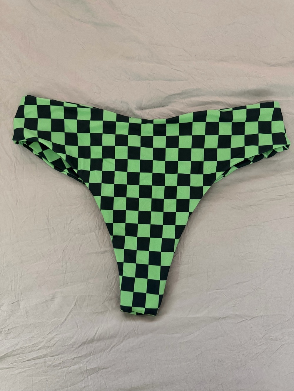 Skatie Iggy Bottom Kokomo Green Checkered High Cut V Cheeky Bikini XL